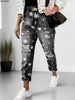 Boyfriend Jeans Women's Slim Fit Ripped Jeans Women's Five-pointed Star Ripped Jeans Street Casual Blue Jeans