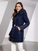Women's Winter Jacket Hooded Belt Long Parkas Warm Padding Puffer Plaid Quilted Coat Down Jacket Thick Snow Wear