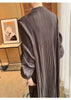 Puff Sleeve Pleated Dress Solid Color Long Length Women Loose Causal Elegant Dresses Designer Clothes Autumn 2DA1731