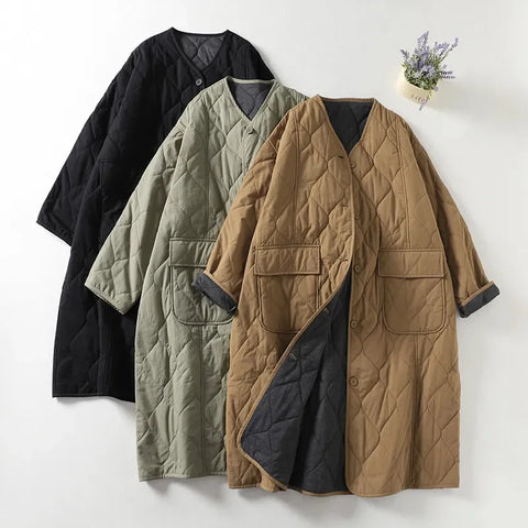 Lightweight Down cotton Jacket For women's clothing Autumn Winter Casual Loose Thick Warm Coats Female Long Overcoat