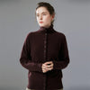 Autumn Women's Cardigan 100% Cashmere Knitted Sweater Chic Tops Female Causal Turtleneck Collar Loose Size Jacket Coat