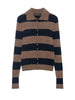Spring Women Vintage Knitted Cardigan Top Long Sleeve Single Breasted Lapel Striped Sweater Casual Office Lady Chic Knit Coat