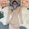 Brand Autumn Knitted Long Dress Women Y2K Embroidery Long Sleeve Bodycon Sweater Dress Streetwear Robe