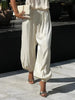 Loose Satin Lantern Pants High Waist Elastic Crepe Loose Bloomers Elegant Long High Waist Trousers Women