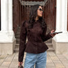 Solid Color Jacquard Glossy Satin Tops Women Chic Stand Collar Single Breasted Slim Fit Short Coats Lady Daily Outwear