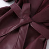 Street Pu Leather Women Long Coat Y2K Solid Belt Lapel Pocket Full Sleeve Female Jacket Autumn Winter Lady Outwear
