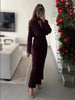 Satin Elegant Long Dress Female Lace-Up Scarf V-Neck Autumn Party Dress Gown Women's Commute Bodycon Dress