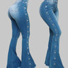 Jeans High Waist Strecth Denim Flare Pants Women Vintage Trousers Buttons Denims Streetwear Autumn Female Floor Length