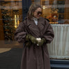 High Street Brown Belted Trench Coats Women's Loose Lapel Lace-up Button Full Sleeve Windbreakers Autumn Ladies Outwear