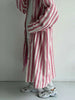 Striped Hooded Long Trench Coat Drawstring Waist Open Front Spring Women Glam Outerwear Warm Casual Lady Windbreaker Jacket