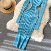 Autumn Winter Twist Women's Wrap Knitted Dresses Long Sleeve Sheath Knitwear Office Bodycon Dress Female