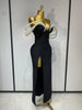 Women Designer Pearls V Neck Maxi Long Bandage Bodycon Dress Celebrity Evening Party Birthday Gowns Singer Stage Costumes