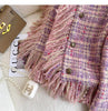 Pink Tassel Fragrant Tweed Suit Coat Female Autumn Winter Thickened Retro Double-Breasted Women Blazers