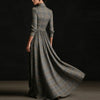 Women Plaid Shirt Dress V Neck Single Breasted Split Asymmetrical Hem Pocket Maxi Dress Ladies Elegant Casual Vintage Long Dress