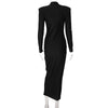 Shoulder Padded Long Sleeve Bodycon Green Party Club Maxi Long Dress Spring Autumn Women Elegant Clothes