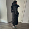 Warm Women's Puffy Quilted Hooded Long Cotton Coat Loose Solid Stand Collar Lace Up Zipper Overcoats Winter Lady Outwear