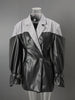 PU Leather Patchwork Blazer Women's Lapel Slim Double Breasted Long Sleeves Suit Jacket Autumn 7A1518