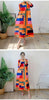 Contrast Color Printing Pleated Dress Women Round Neck Long Sleeves Dresses Party Spring 2AA1751