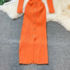 Brand Autumn Knitted Long Dress Women Y2K Embroidery Long Sleeve Bodycon Sweater Dress Streetwear Robe