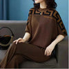 Two piece Women's Knitwear Casual Sets Spring Autumn Loose Temperament Pullover Tops+Wide leg Pants Female
