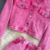 Denim 2 Piece Sets Jacket Skirt Women Suit Long Skirts Outerwear Outfits Single Breasted Pockets Washed Coat Ensemble
