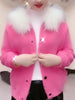 Autumn And Winter Warm Solid Color Thick Hooded Imitation Mink Fur Coat With Rhinestone And Fur Collar Women's Top Cardigan