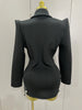 Sparkly Crystal Chains Pearls Long Sleeve Mini Dress Women Birthday Evening Party Nightclub Outfit Singer Wedding Costume