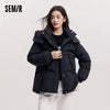 Mid-Length Down Jacket Women Loose Fit Hooded Textured Coat Women winter coats Casual Warm Style