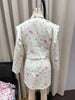 Floral Print Blazer Women's Skirt Set Elegant Cropped Jacket Mini Skirt Two Piece Set Spring Business Casual Outfit