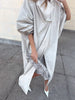 Women Khaki Long Color-block Stripe Trench Coat Wide Lapel Loose Drop Shoulder Blue Lining Slit Windbreaker Commute Outing Coats