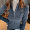 Thickened Warm Fleece Jacket for Women Autumn Winter Simple Versatile Zipper Coats Thumb Hole Design Casual Sport Style Tops