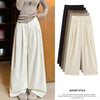 Korean White Corduroy Wide Leg Pants Women Autumn Loose Long Pants with Pockets Woman Daily Wear High Waist Casual Trousers