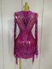 Sparkly Diamonds Sequin Tassels Sexy Mesh Short Dress Women Evening Party Celebrate Birthday Nightclub Show Photo Shoot Wear