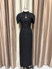 Elegant Two Piece Set For Women Multi Color Tweed Cape Collar Heart Neck Ruched Waist Bodycon Maxi Skirt For Banquet Party