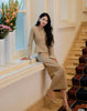 Spring Women's RoundNeck Diamond-Embellished Long-Sleeved Knitted DressY2K High-Quality Commuter Maxi Dress