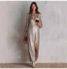 Elegant Slit Sequin Dress Women Autumn Winter Long Sleeve V-neck Loose Maxi Party Dresses Casual
