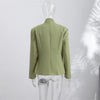 Curved Stitching Women Jacket Long Sleeve Slim Fitted Blazer Open Front Waist Truncated Outerwear Elegant Office Commuter Jacket