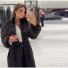 Fluffy Faux Fur Long Coats With Belt Women Winter Thicken Long Sleeve Lace Up Jackets Female Street Chic Outerwear