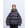 Stylish Silhouette 90% White Goose down Hooded down Jacket for Women, Curved Sleeve Puffer Coat, Thickened Outerwear, Winter Model