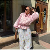 Shiny Stand Collar Short Jacket Women Puff Sleeve Drawstring Waist Cinching Pleated Jackets Autumn Causal Lady Outerwear