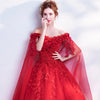 Long Wrap Red Of Shoulder Lady Girl Women Prom Dress Party Evening Dress Performance Dress Wedding Sand Bridesmaid Guest Dress