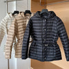 Autumn Winter Lightweight Short Slim 90% White Duck Down Jacket Women Hooded Detachable Sash Warm Down Coat
