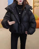 Hooded Collar Cotton-padded Jacket For Women Autumn Winter Solid Loose Warm Female Puffer Coat