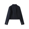 Spring Stand Collar Jacket For Women Elegant Court Long Sleeve Military Short Coats Lady High Street Chic Y2K Outerwear