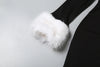 Furry Patchwork Christmas Dress Women Winter Elegant Diagonal Collar Split Hem Full Sleeve Party Club Vestidos