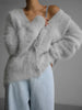 Solid Knit Cardigan Women Long Sleeve Casual V Neck Oversized Sweater Women's Autumn High Street Knitted Coats
