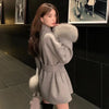 Fox Fur Wool Overcoat Women's Short Coat Office Lady Elegant Double-sided Woolen Coat Cardigan Jackets Loose Wool