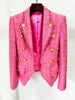 High Street FW Designer Jacket Women's Slim Fitting Tassel Fringed Tweed Blazer