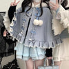 Japanese Viange Outerwear Clothing Warm Bow Ruffles Hooded Ponchos Lolita Style Sweet Kawaii Capes Coat Women Autumn Winter