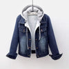 Women Jacket Women Denim Jacket Winter Women's Denim Coat with Furry Hood Plush Lining Stylish Button Closure for Windproof